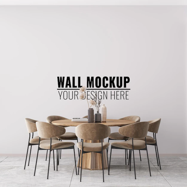 Free PSD | Interior dining room wall mockup