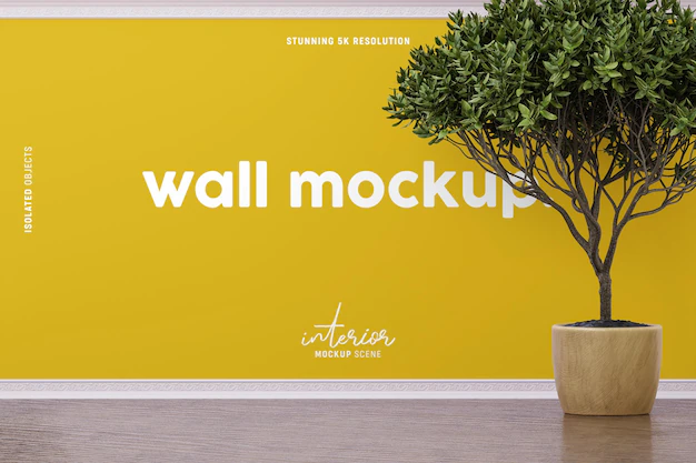 Free PSD | Interior wall mockup decorated with indoor plant