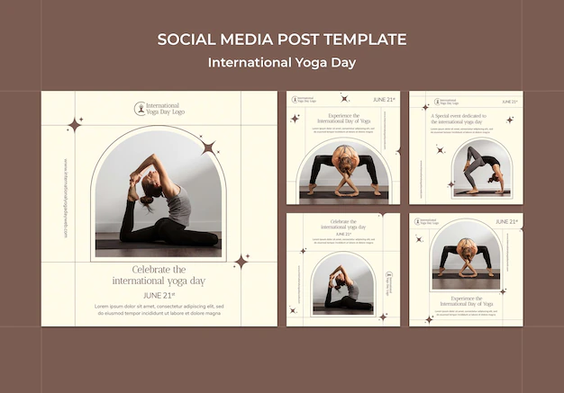 Free PSD | International yoga day instagram posts template design