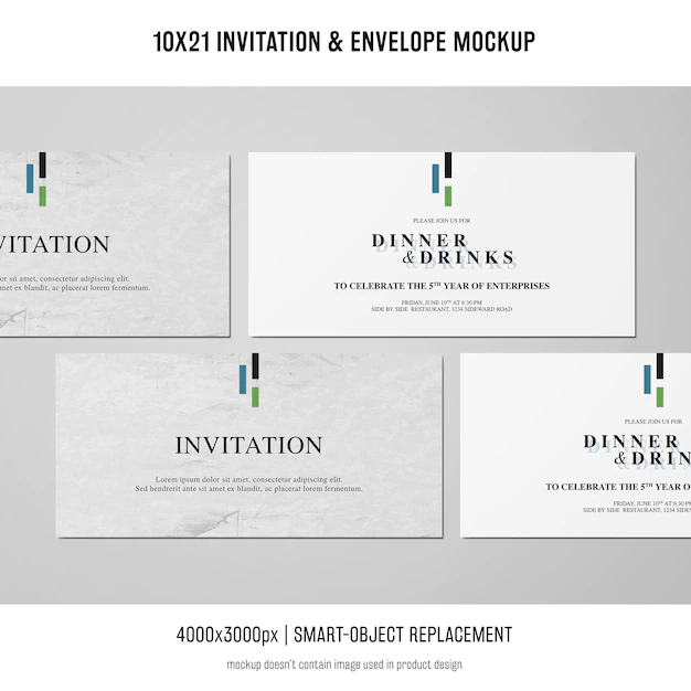 Free PSD | Invitation and envelope mockup