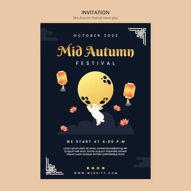 Free PSD | Invitation template for mid-autumn festival