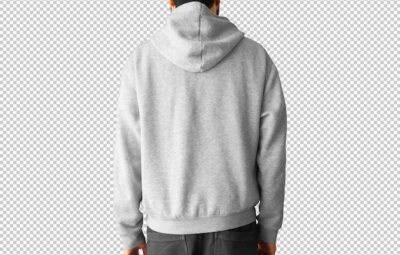 Free PSD | Isolated man wearing a grey hoodie back