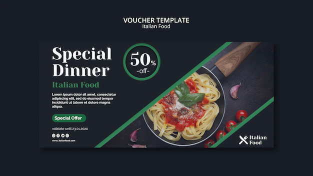 Free PSD | Italian food concept voucher template