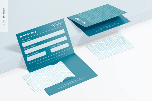 Free PSD | Key card holder mockup, closed and opened