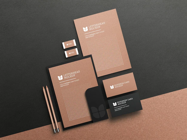 Free PSD | Kraft paper letterhead with business card mockup