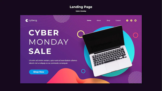 Free PSD | Landing page cyber monday template