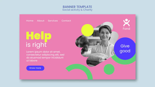 Free PSD | Landing page template for charity and philanthropy