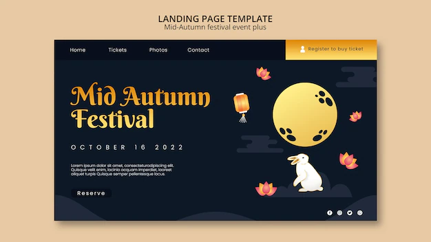 Free PSD | Landing page template for mid-autumn festival