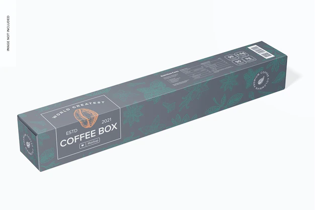 Free PSD | Large box for coffee capsule mockup, side view