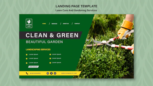 Free PSD | Lawn care concept landing page template