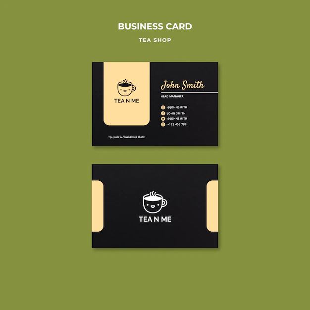 Free PSD | Local tea shop business card design template