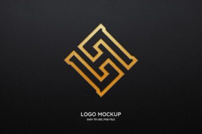 Free PSD | Logo mockup on black leather
