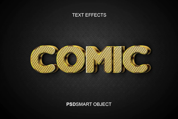 Free PSD | Luxury editable text effect comic gold 3d text style