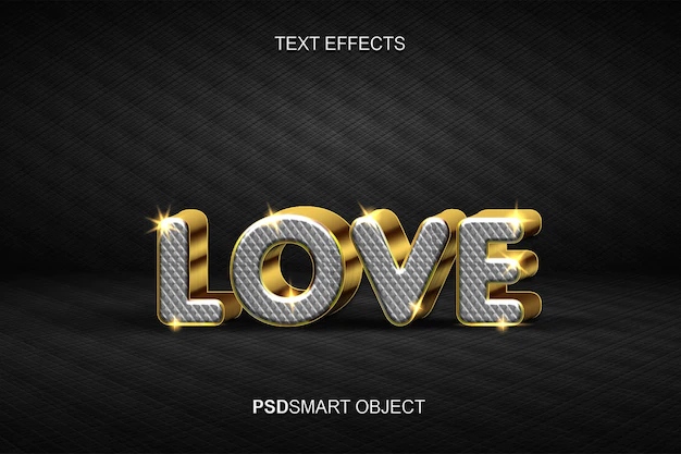 Free PSD | Luxury editable text effect love gold 3d text style