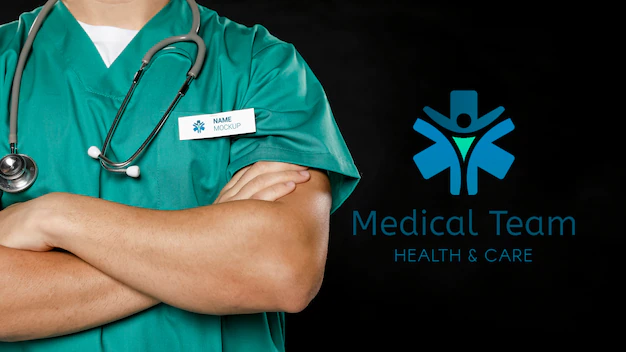 Free PSD | Man with stethoscope and labour day badge