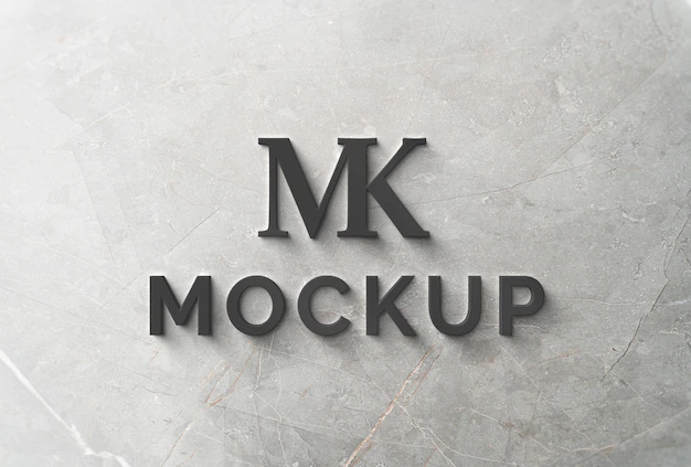 Free PSD | Marble logo design mockup with lights