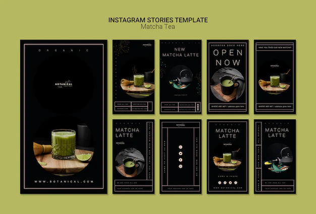 Free PSD | Matcha tea instagram stories template