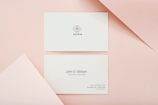 Free PSD | Minimal business card mockup, front and back side, top view