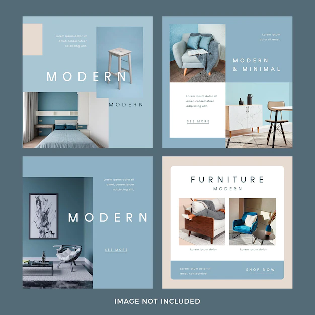 Free PSD | Minimal style furniture instagram post set premium psd