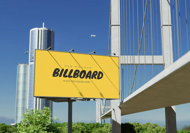 Free PSD | Mockup of rectangular billboard psd