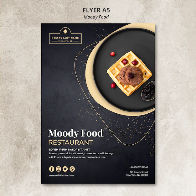 Free PSD | Moody food restaurant flyer concept
