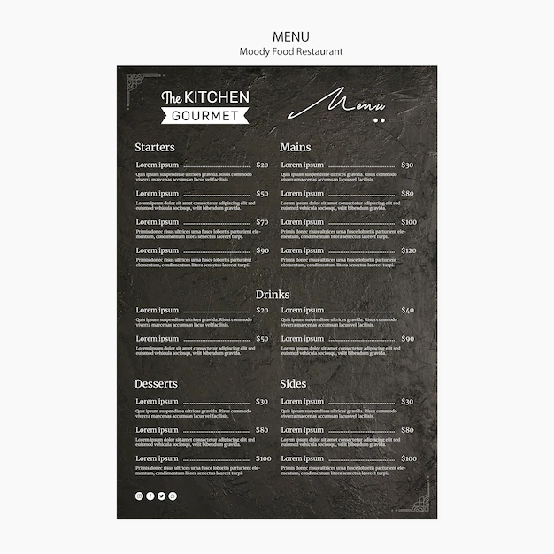 Free PSD | Moody food restaurant menu concept mock-up