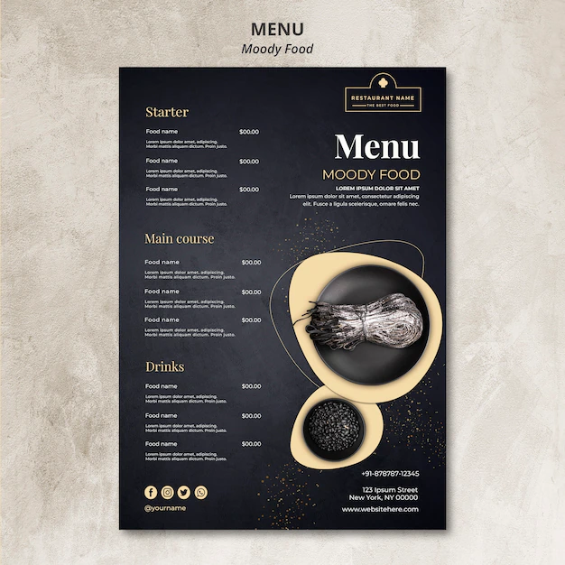Free PSD | Moody food restaurant menu concept