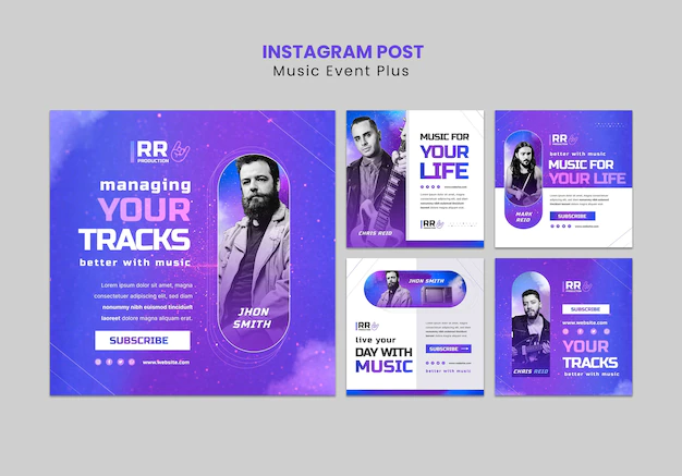 Free PSD | Music event instagram posts collection