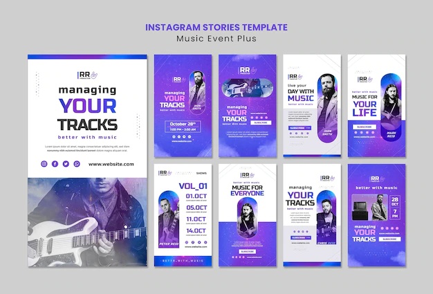 Free PSD | Music event instagram stories collection