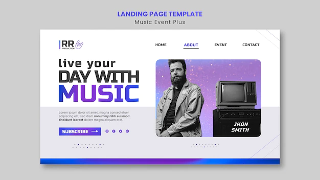 Free PSD | Music event landing page template