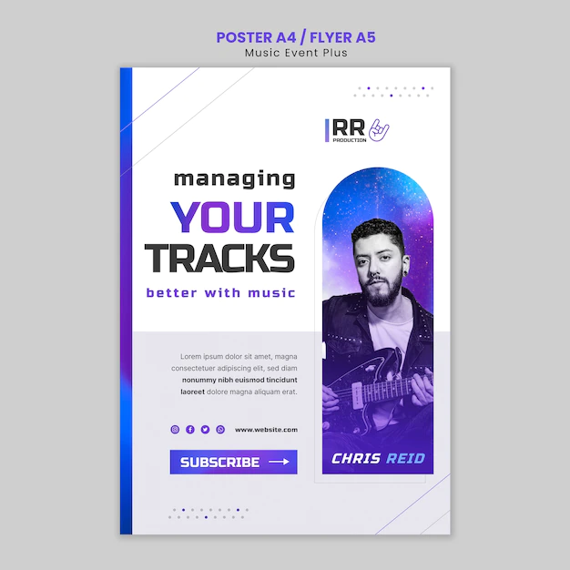 Free PSD | Music event vertical poster template