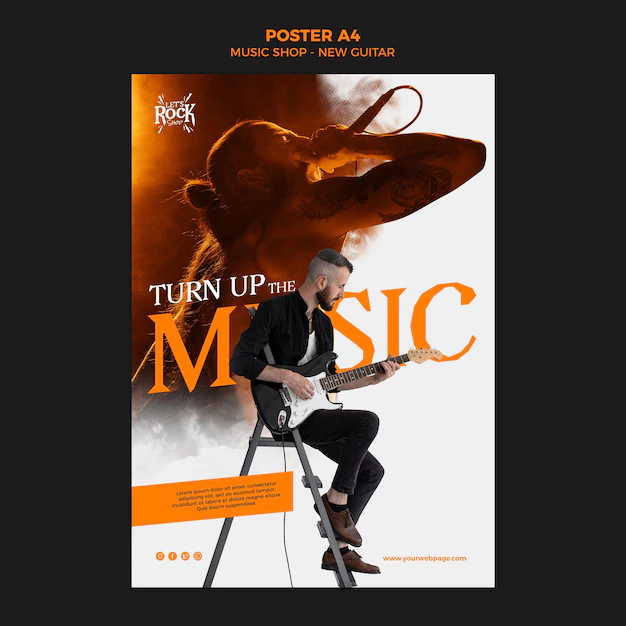 Free PSD | Music shop new guitar poster
