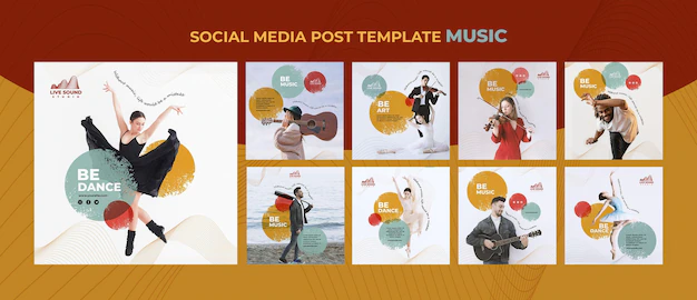 Free PSD | Music social media posts template