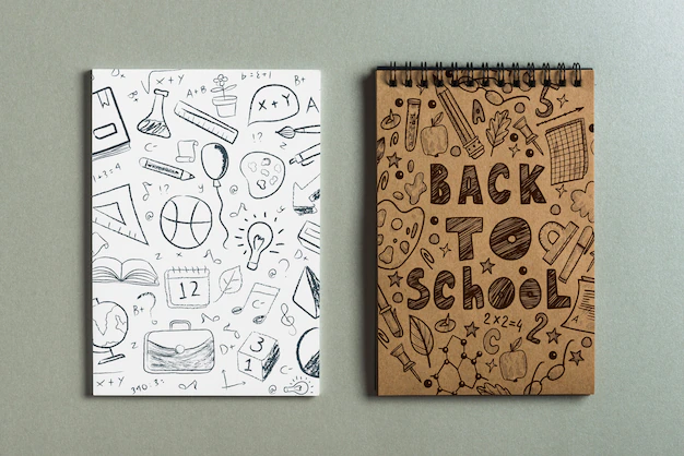 Free PSD | Notepad mockup with back to school concept