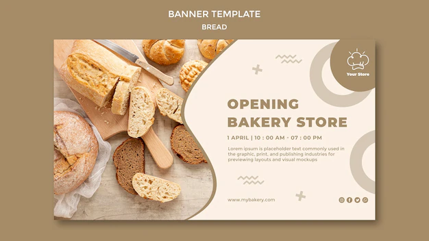 Free PSD | Opening bakery store horizontal banner template
