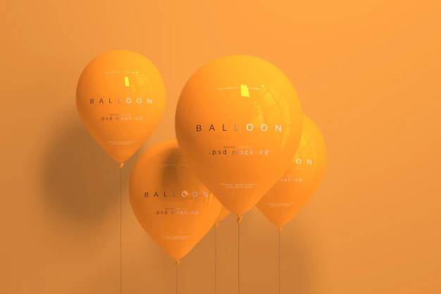 Free PSD | Orange balloon mockup