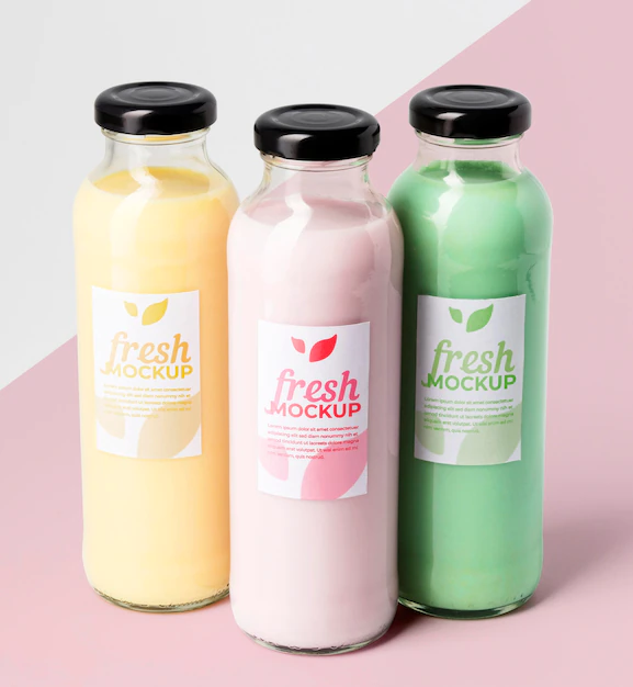 Free PSD | Organic fruit smoothie drink mock-up front view