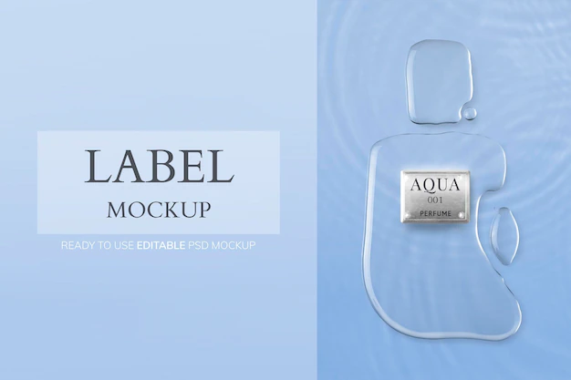 Free PSD | Perfume label mockup, product branding for beauty and skincare psd