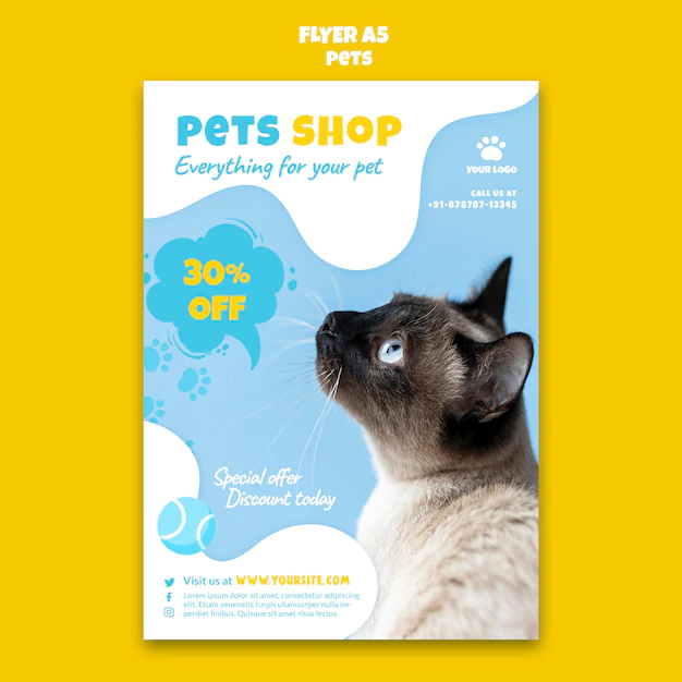 Free PSD | Pets shop print template