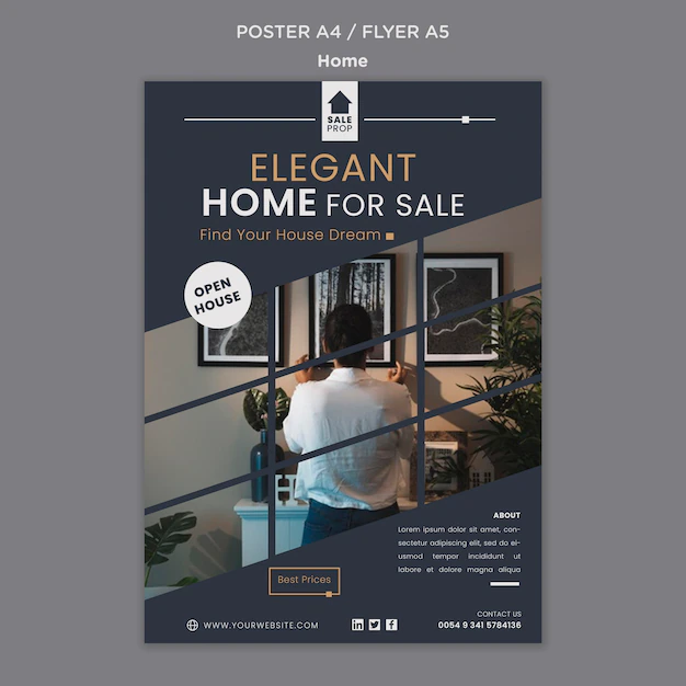 Free PSD | Poster template for finding the perfect home