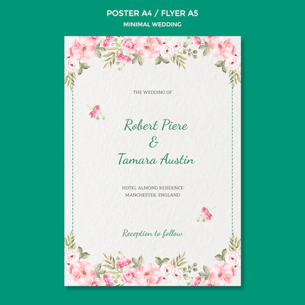 Free PSD | Poster template with wedding theme