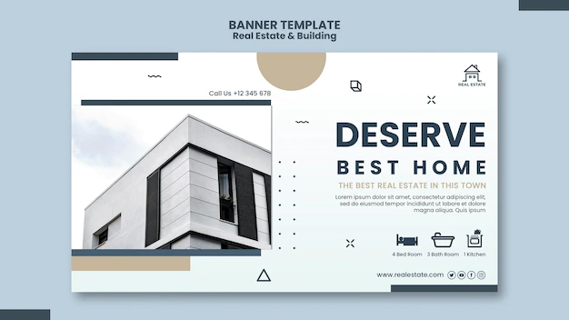 Free PSD | Real estate and building horizontal banner template