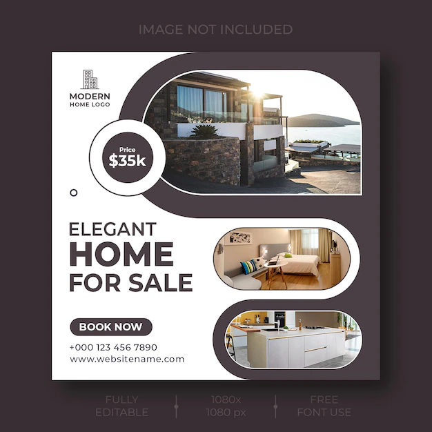 Free PSD | Real estate house property social media instagram post or web banner template