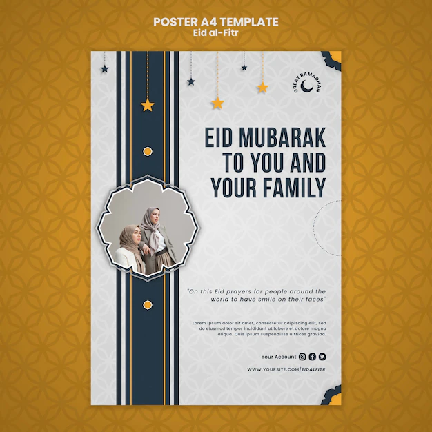 Free PSD | Realistic eid al-fitr design template