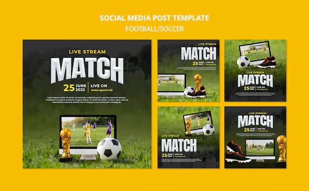 Free PSD | Realistic football instagram template design