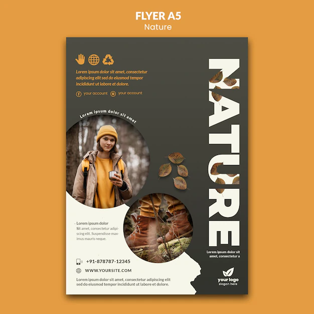 Free PSD | Relax with nature flyer template
