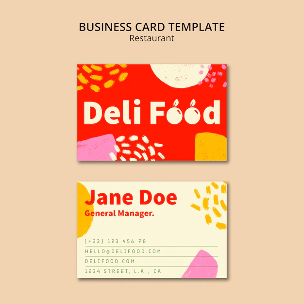 Free PSD | Restaurant business horizontal business card template