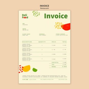 Free PSD | Restaurant business invoice template