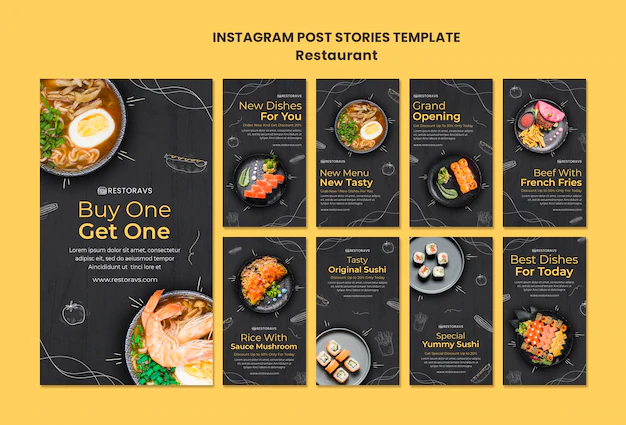 Free PSD | Restaurant opening instagram stories template