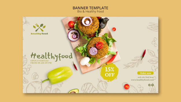 Free PSD | Restaurant with healthy food banner template
